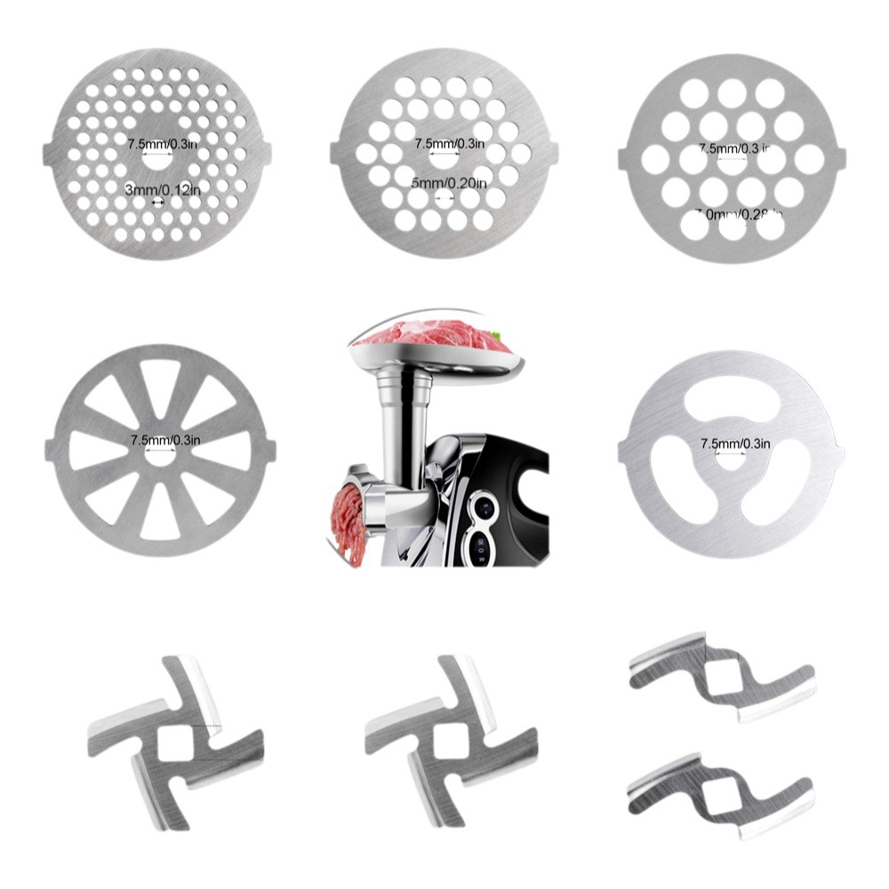 Picadora de carne doméstica accesorios cuchillo de acero inoxidable hoja de red Jinzheng máquina de llenado de salchichas de oso Mingjian picadora de carne Placa de agujero picadora de carne Rod