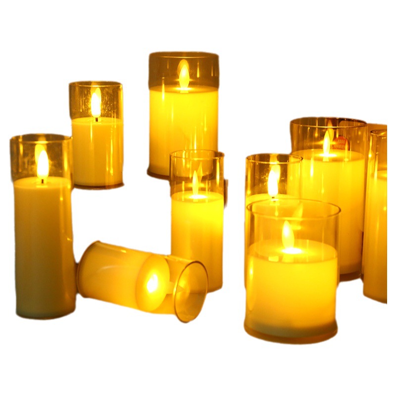 Amazon LED vela electrónica de acrílico simulación de vidrio vela luz de la fiesta de cumpleaños decoración swing luz