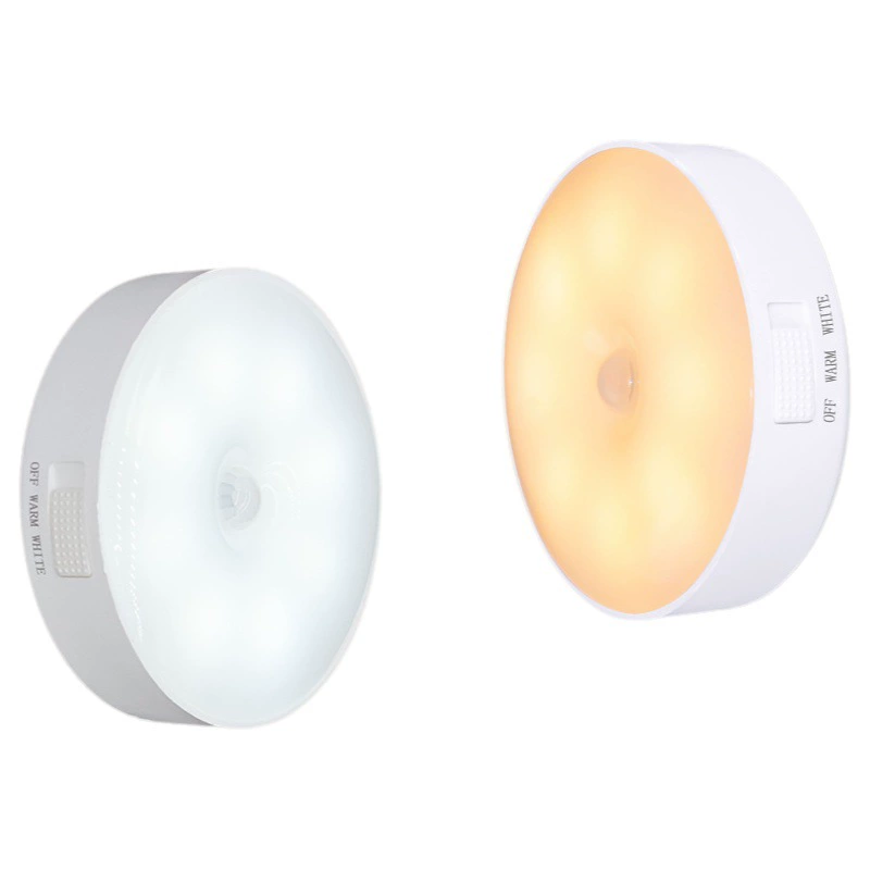 Оптовая светодиодная Интеллектуальная Индукционная зарядка человеческого тела двухцветный ночник спальня USB круглый шкаф индукционный свет