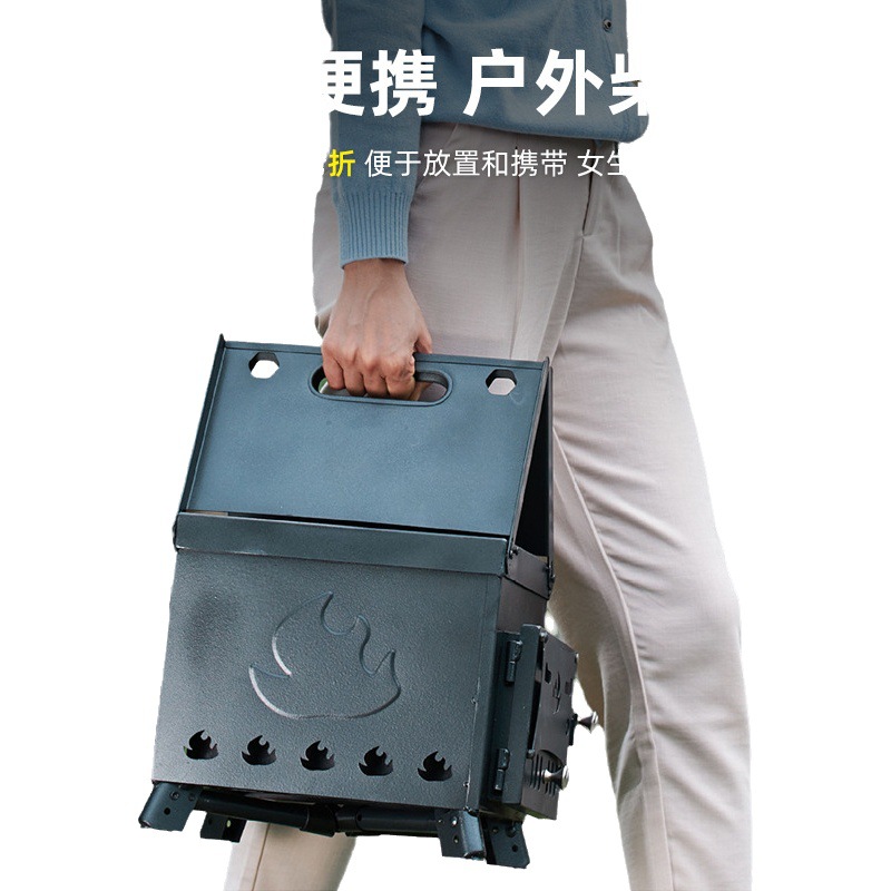 En stock de acero inoxidable para acampar al aire libre estufa de leña estufa de calefacción de carbón estufa de barbacoa de ahorro de energía suministros al por mayor