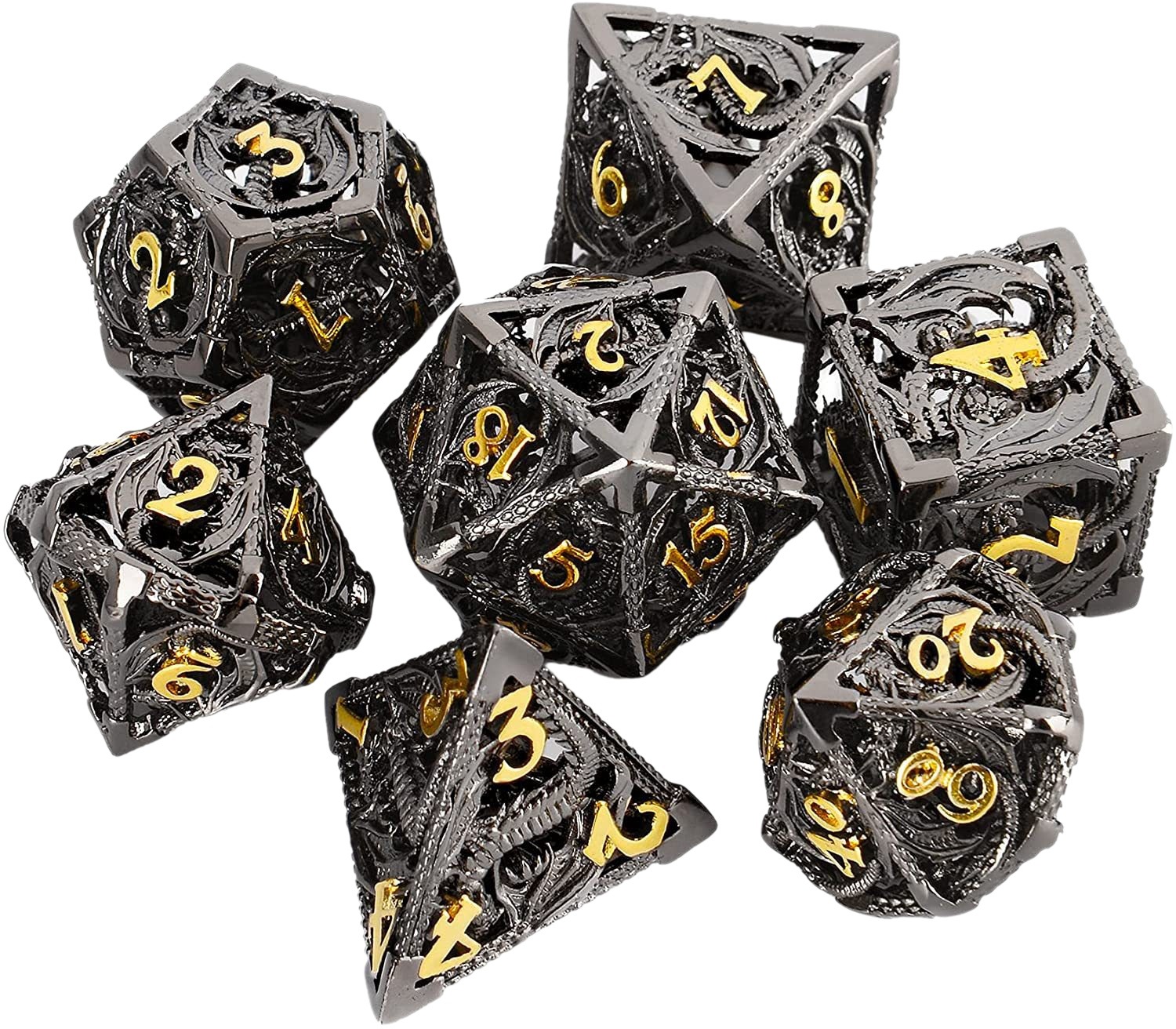 Kesulu metal hueco dragón Dados DND dragón y ciudad subterránea corriendo grupo juego de mesa multi-Cara dados digitales al por mayor D20