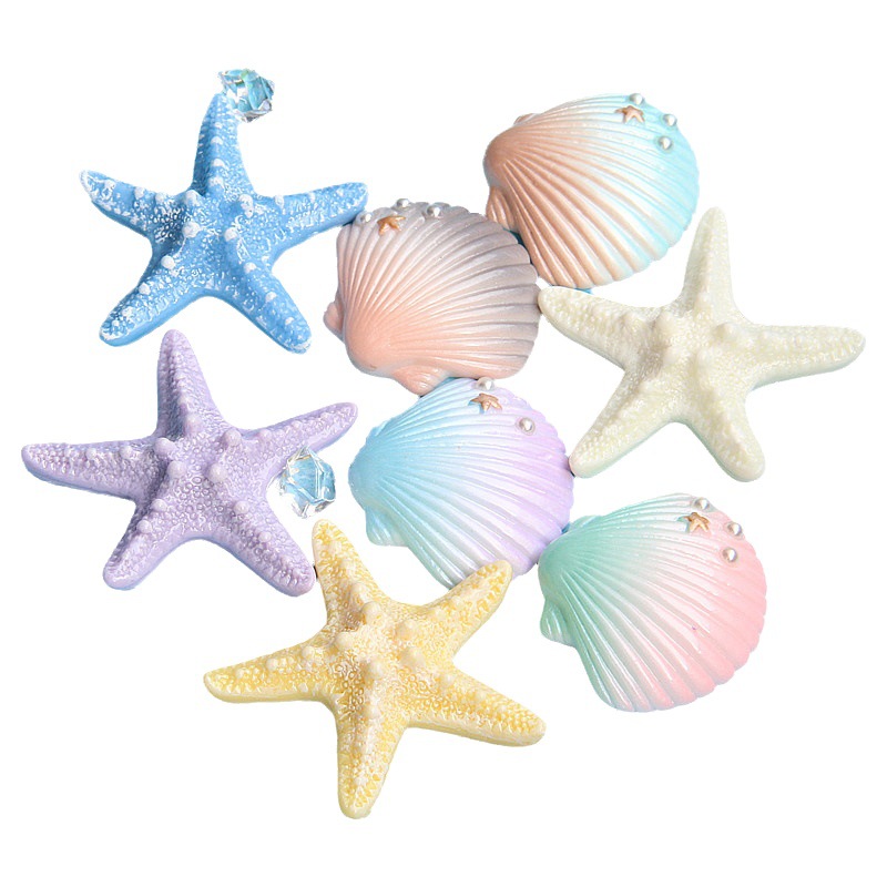Accesorios de resina de estrella de mar de concha de simulación grande Imán de refrigerador de bricolaje Estuche para teléfono móvil Accesorios de joyería Hebilla de zapato DIY