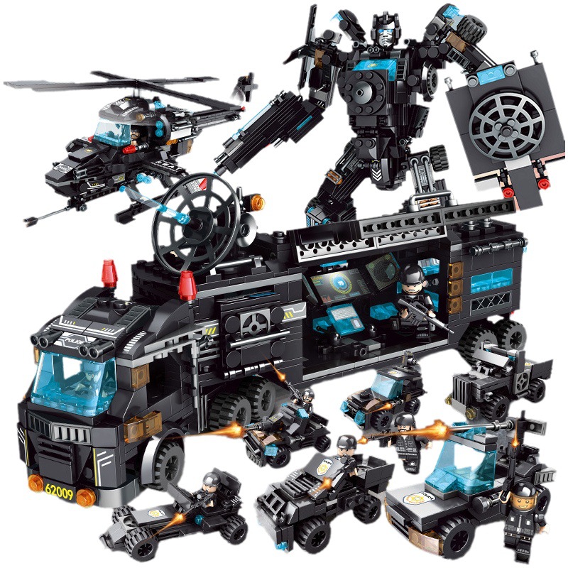 Bloques de construcción Lego compatibles transfronterizos ensamblados juguete volando águila especial policía portaaviones rompecabezas militar niños bloque de construcción educativo Coche