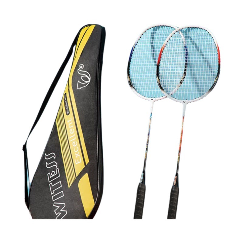 Raqueta de bádminton WITESS, juego de raquetas dobles de aleación de aluminio, entrenamiento profesional, raqueta de bádminton doble ultraligera y duradera, venta al por mayor.
