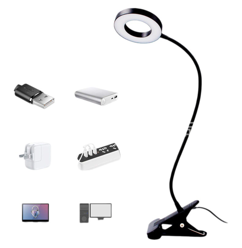 Clip de manguera de teléfono móvil Anillo de luz de relleno en vivo belleza luz en vivo Escritorio USB luz nocturna de tres colores luz de lectura
