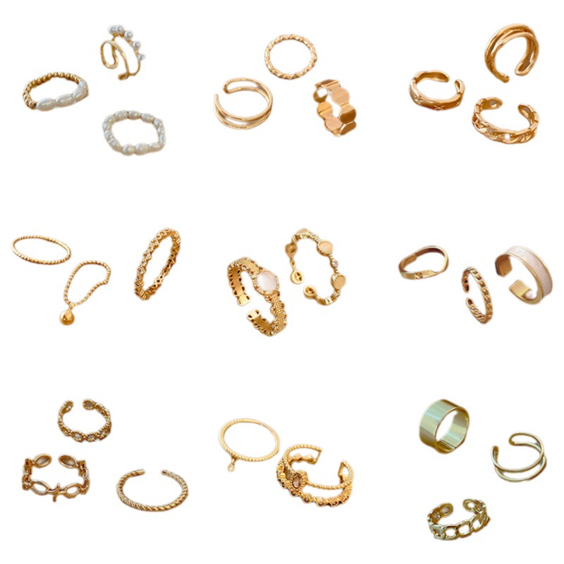 INS traje de moda anillo femenino retro nicho personalidad anillo de perlas anillo estilo frío alto sentido joyería de la mano al por mayor