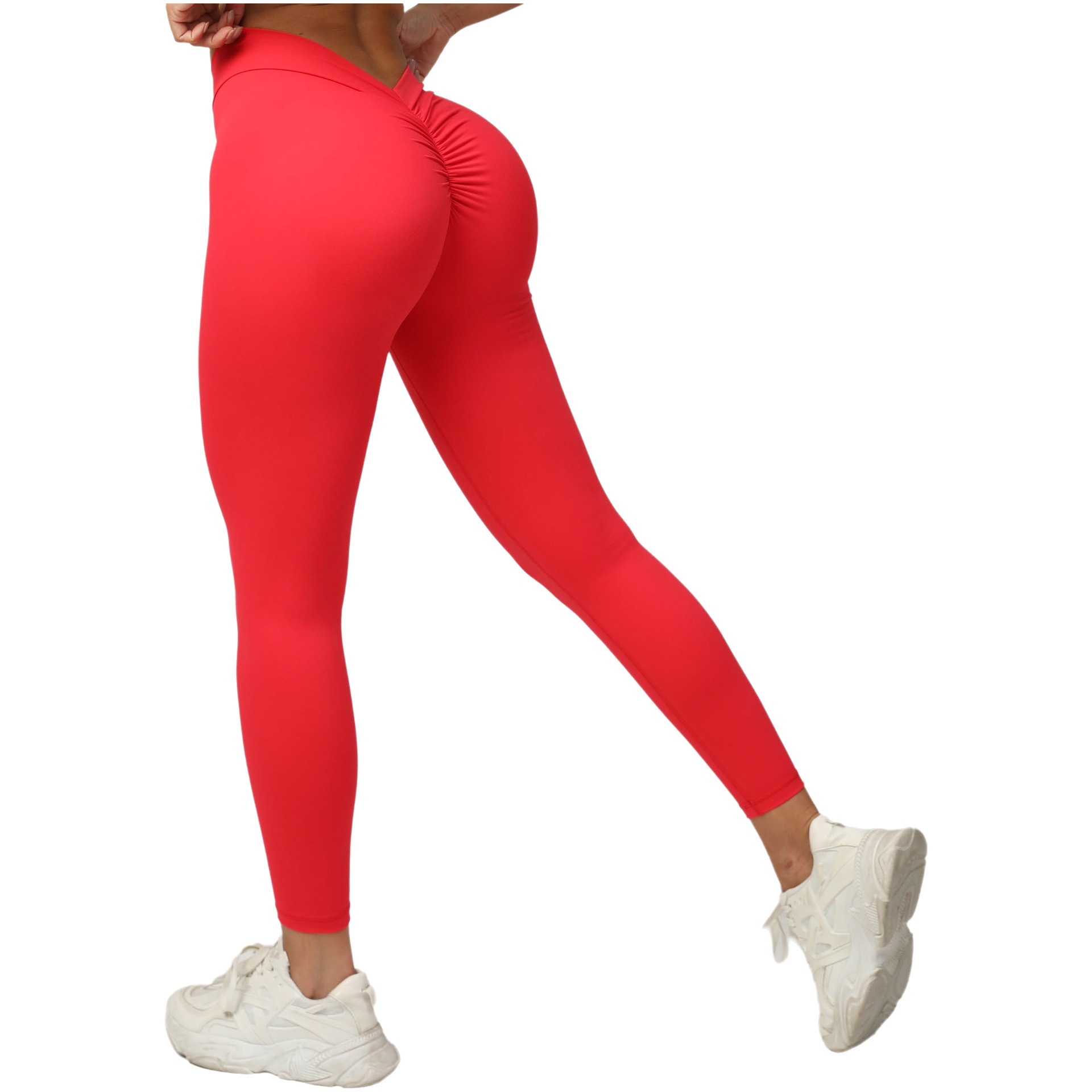 Europe and the United States new no embarrassment line peach hip fitness yoga pants V waist hip tight sports pants