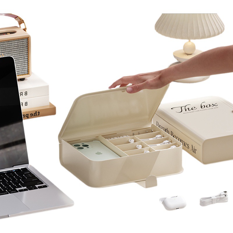 Cable DE DATOS caja de almacenamiento cáscara del teléfono móvil película templada tesoro de carga del auricular cable de carga de acabado caja de almacenamiento del compartimiento de escritorio