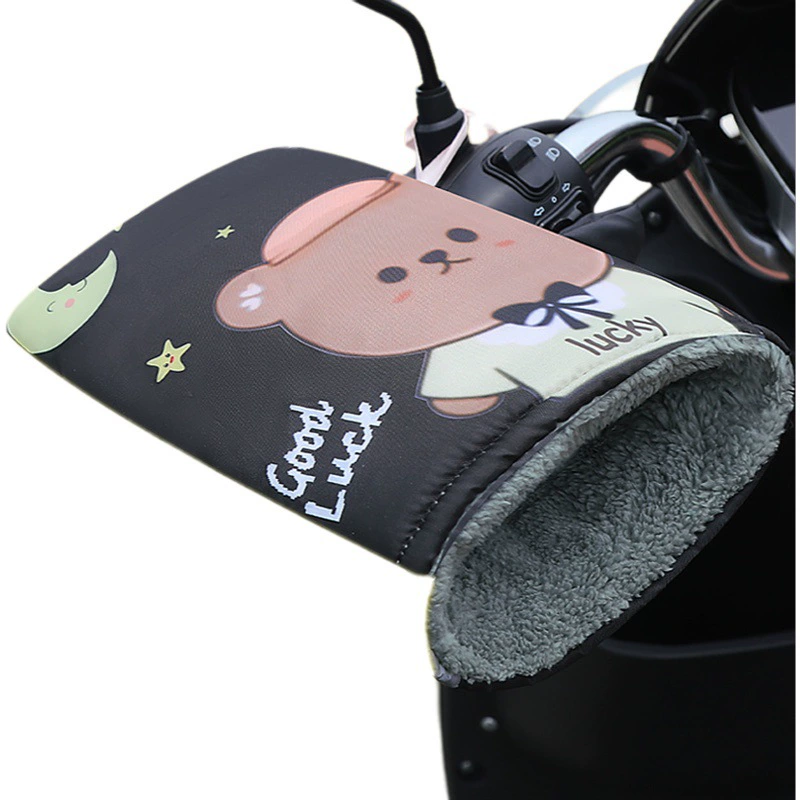 Зимние перчатки для электромобиля на флисовой подкладке, утолщенный термоаккумулятор, накладка на ручку для езды на мотоцикле, очень большая накладка на ручку лобового стекла