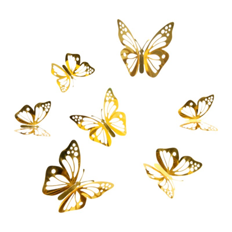 Mariposas 3D huecas efecto metálico | Pegatinas decorativas para pared | Decoración del hogar o sala de estar