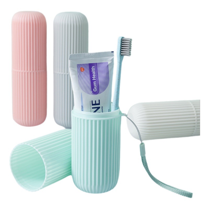 Estilo japonés portátil de viaje caja de cepillo de dientes traje de lavado taza con tapa pasta de dientes tubo de dientes cepillo de dientes caja de almacenamiento enjuague bucal taza