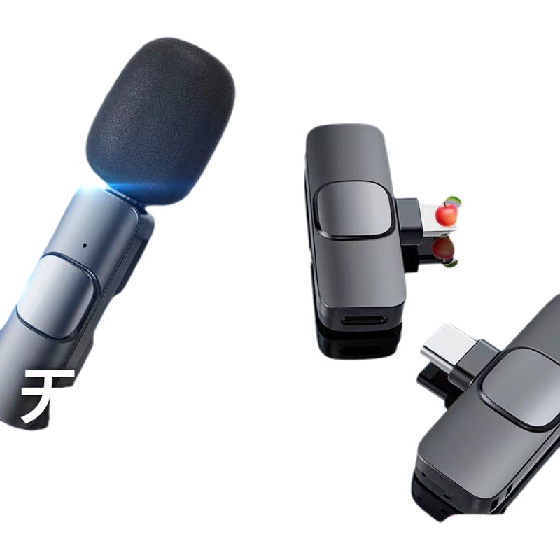 K8 micrófono de clip de cuello inalámbrico K9 micrófono inalámbrico de uno a dos grabación de video teléfono móvil grabación en vivo micrófono de radio