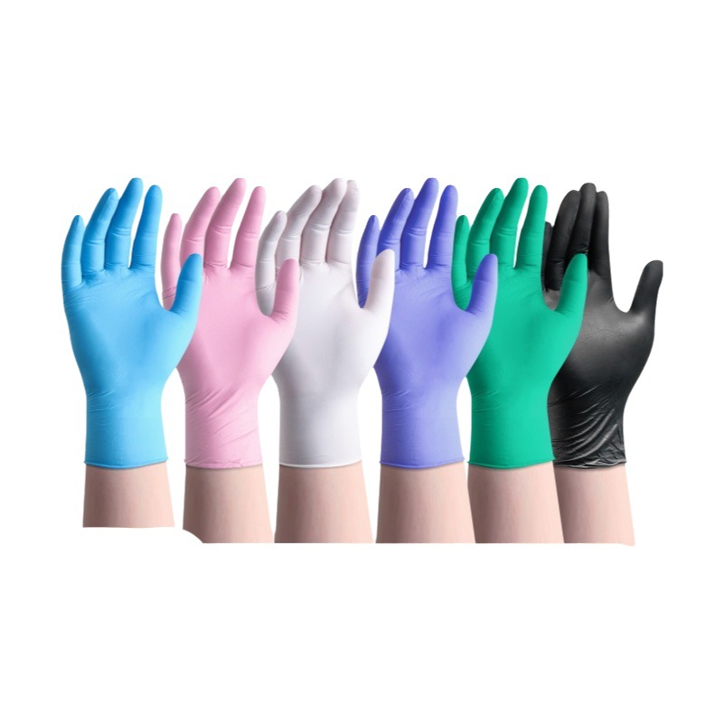 Guantes de nitrilo sin polvo de alta elasticidad desechables de Amboson Guantes de goma de nitrilo de nitrilo de calidad alimentaria inglesa Guantes de goma de nitrilo