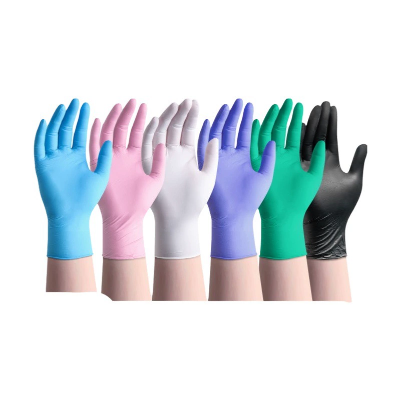 Одноразовые высокоэластические безпорошковые нитриловые перчатки Амбосона