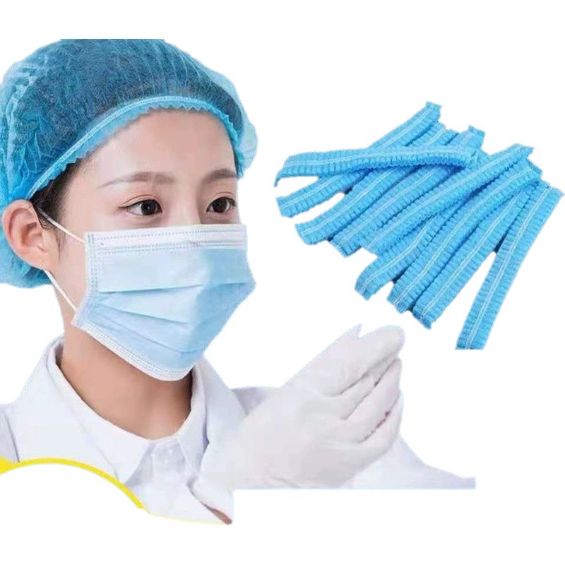 Одноразовая шапка с капюшоном, нетканая сетка для волос, кухонная шляпа шеф-повара, рабочая шапка для пищевой фабрики, пылезащитная шапка, полосатая шапка