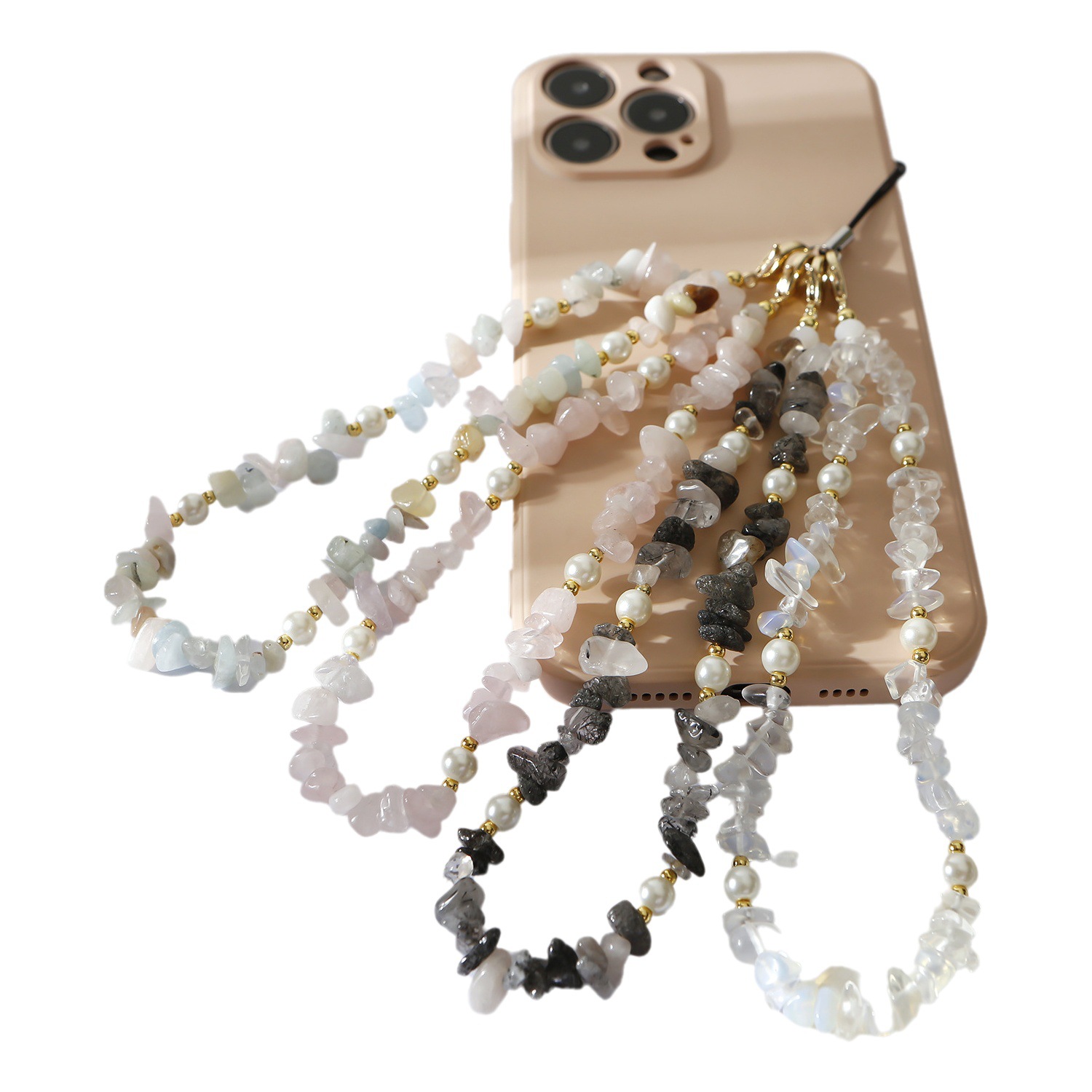 Nicho de personalidad creativa Cadena de teléfono móvil con cuentas creativas nuevas mujeres de piedra natural amatista grava Cordón de teléfono móvil