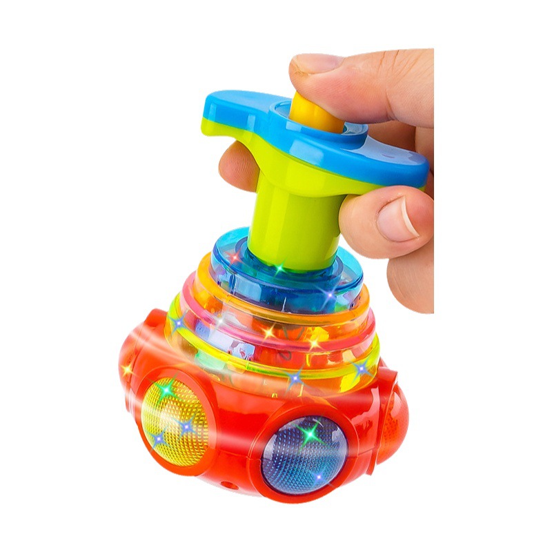 Celebridad de Internet juguetes de emisión de luz para niños música ligera giroscopio juguetes giratorios niños y niñas puestos cuadrados al por mayor transfronteriza