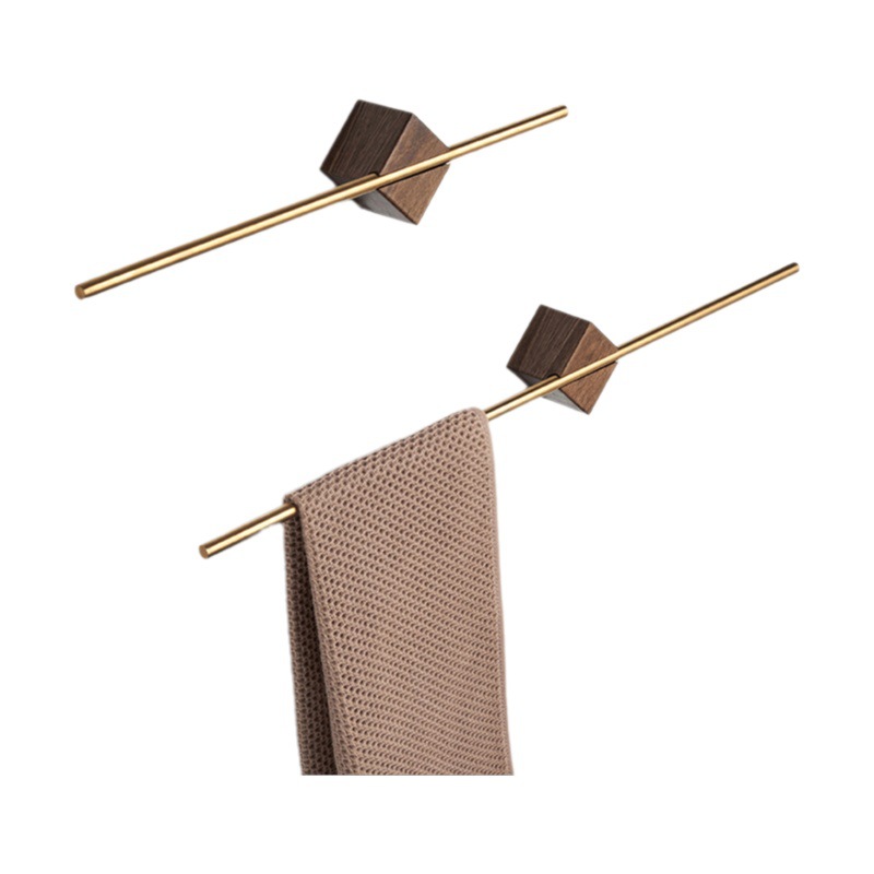 Toallero de Baño de Acero Inoxidable, Sin Taladro, Barra de Toallas de Baño, Diseño Equilibrado de una Sola Barra, Nogal Acrílico