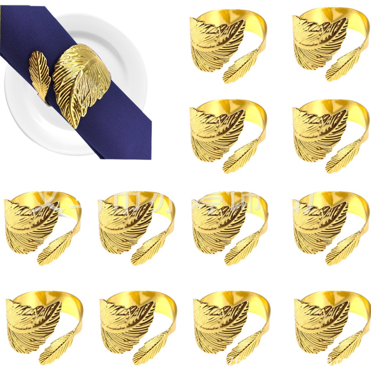 Cruz-frontera Venta caliente hojas de metal galvanoplastia servilleta anillo partido Mesa swing placa servilleta hebilla de metal servilleta