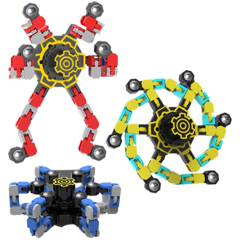 Tiktok yema del dedo mecánico descompresión transfronteriza deformación mecánica de los niños giroscopio luminoso dedo espiral dedo Cadena de juguete