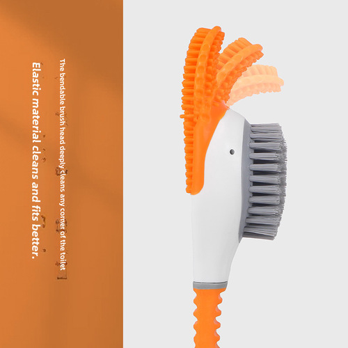 2337 Submersible Duck Toilet Brush, No-Drill Toilet Cleaner, Multi-Function Wall-Mounted Silicone Toilet Brush with Duck Design