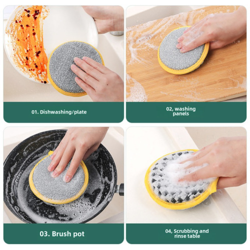 Dishwashing Sponge Block Kitchen Non-stick Pot Scrubber Gadget Household Dual-Sided Cleaning Cotton Durable Scouring Pad Magic Cloth