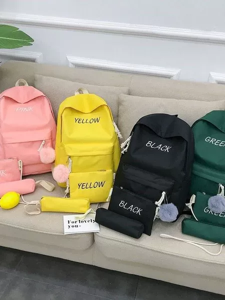 Three-Piece Backpack New Korean Style Backpack Fashionable Primary and Secondary School Student School Bag Large Capacity Men's and Women's Travel Bag
