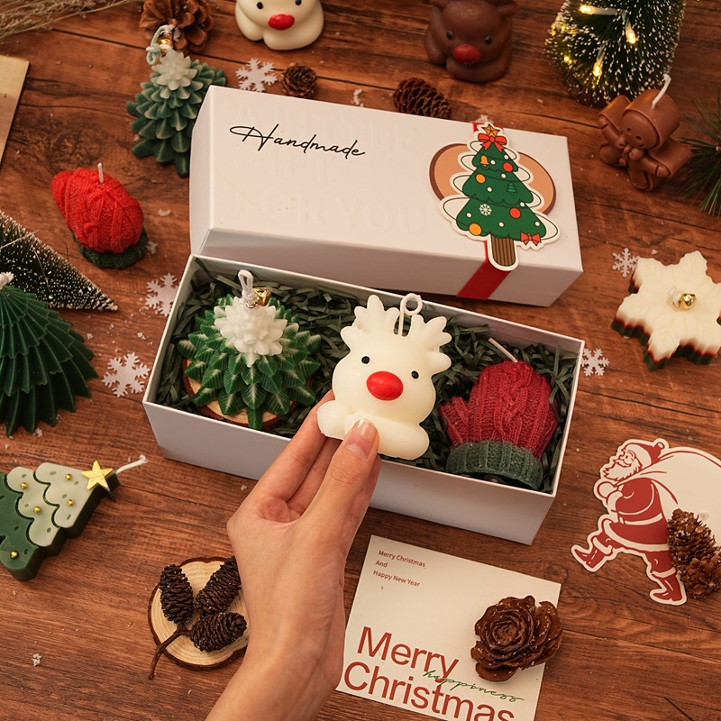 Navidad serie de velas cajas de regalo de perfumes creativos regalos de mano navideños árbol de Navidad guantes de ciervo modelado adornos