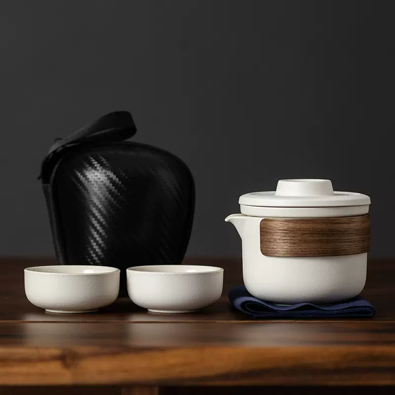 旅行茶具套装陶瓷快客杯便携式茶壶一壶两杯日式户外功夫茶具茶杯