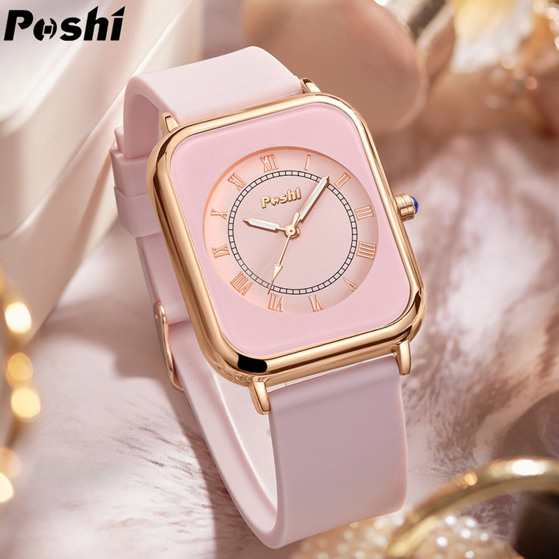 Reloj de mujer 2023 Nueva jalea POSHI pequeño reloj cuadrado simple moda silicona reloj de mujer