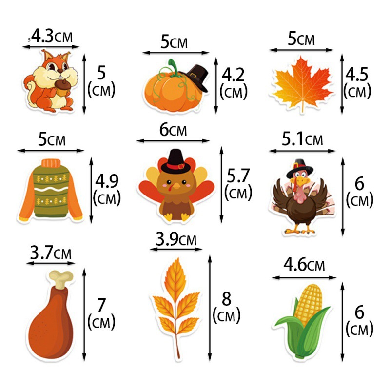 Otoño Día de Acción de Gracias Fiesta Decoración Etiquetas Etiquetas de sello Cumpleaños Maple Turkey Decoration Stickers