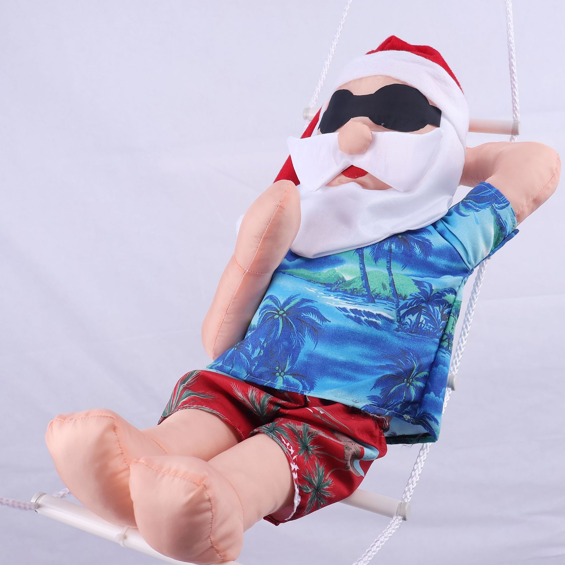 Estilo nórdico playa acostado Papá Noel colgante creativo y divertido hamaca navideña Muñeca de Papá Noel personalizada
