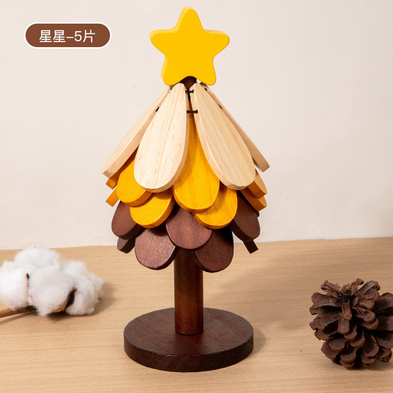 Alta sensación de árbol de Navidad almohadilla de aislamiento térmico decoración de mesa creativa un árbol de madera sólida antifalpa plegable almohadilla de tazas y platos