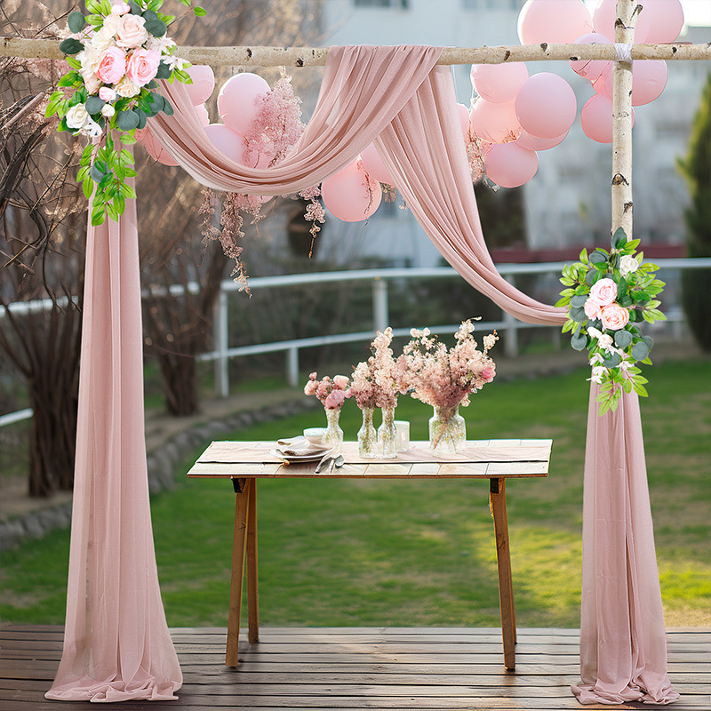アーチ結婚式ガーゼしわ防止チュール生地写真小道具屋外芝生結婚式レイアウトインクロスボーダーカーテン|undefined