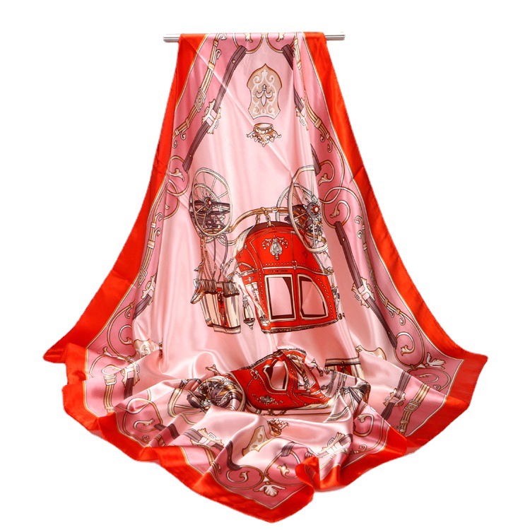 Bufanda de satén de estilo coreano para mujer, a la moda, para otoño e invierno, con estampado cuadrado grande de imitación de seda, ideal para vacaciones._voghion.com
