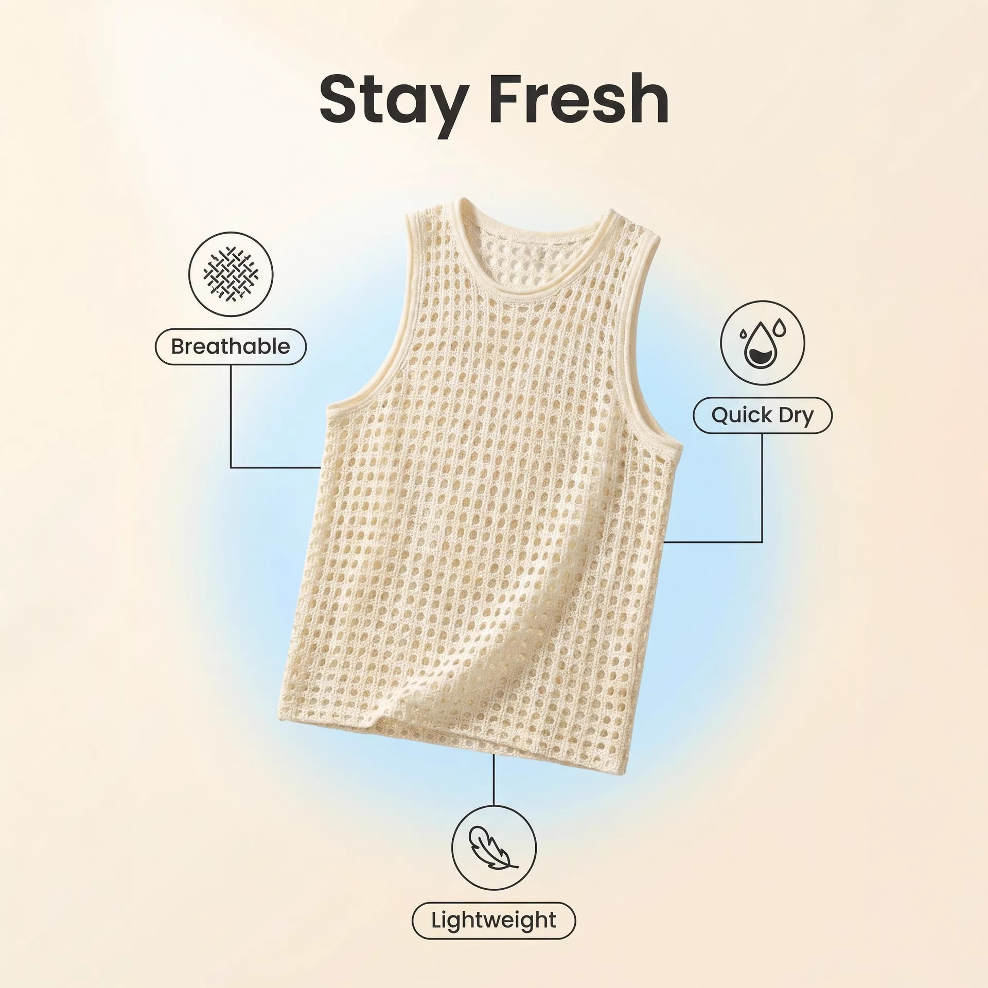 Herrenbekleidung, Sommerweste für Herren, atmungsaktive, ärmellose Strickweste mit Lochmuster, Rundhalsausschnitt, lässiger Stil, sowohl formell als auch leger._voghion.com