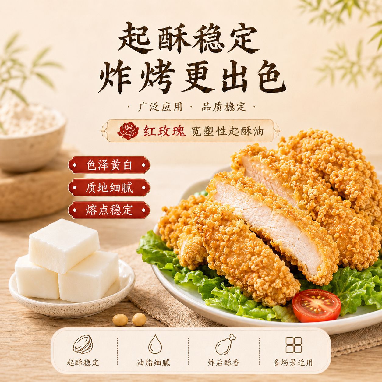 起酥油红玫瑰炸鸡油批发汉堡面包烘焙商用食品乳化剂固体起酥油