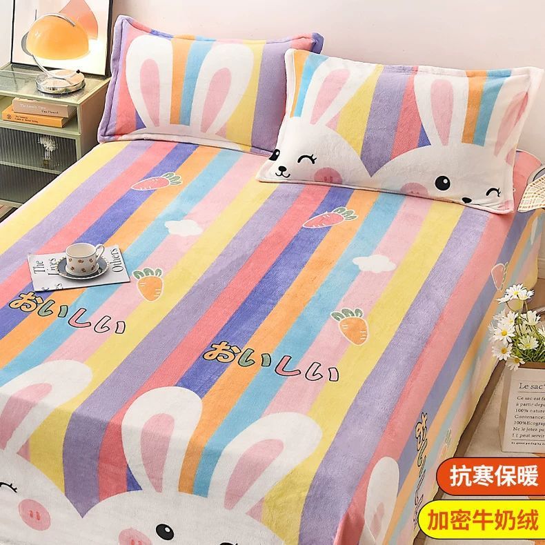 Invierno leche de lana de coral sábanas de lana de una sola pieza brida de manta de peluche dormitorio una sola persona gruesa manta de peluche cálida