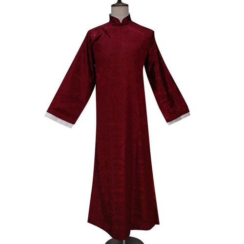 Republic of China Men's Chinese style groomsmen cross talk Long robe mandarin Tang suit stand-up collar gown Male comic Sketch coat