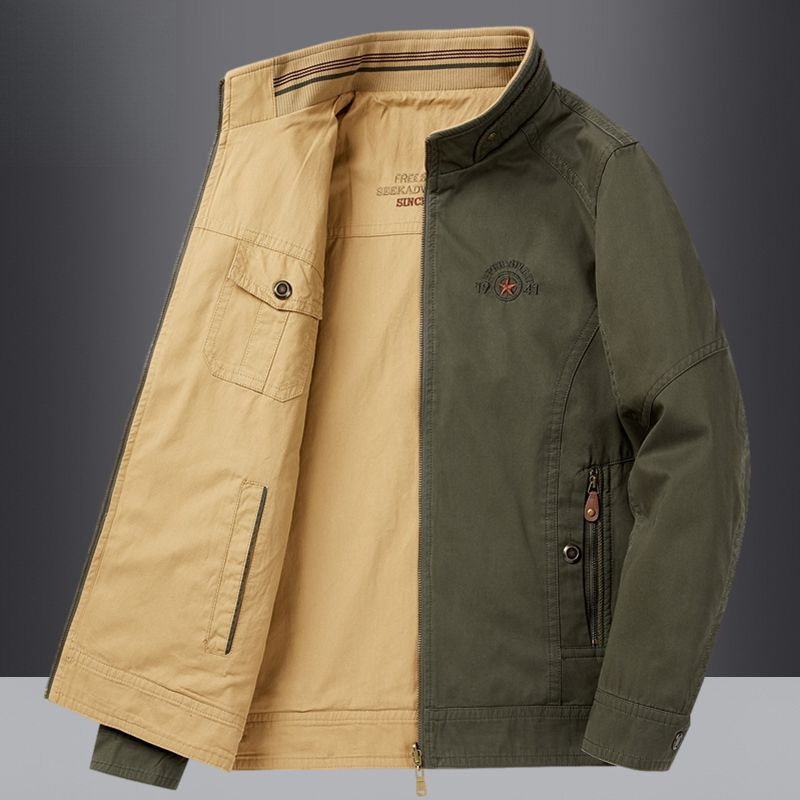 Coat plus size Spring and Autumn Middle-aged Jacket Dad Men's Loose Men's Double-sided Pure Cotton Collar Two-sided Casual Wear