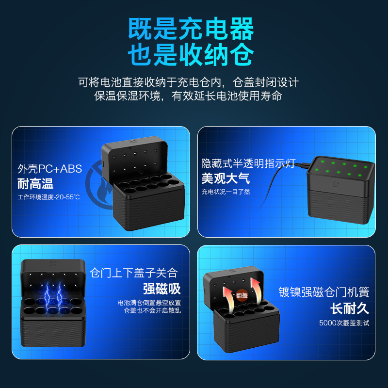 Delipu 1.5V リチウム電池充電コンパートメント 4 スロット No. 5 No. 7 バッテリー独立したインテリジェント急速充電器充電ボックス|undefined