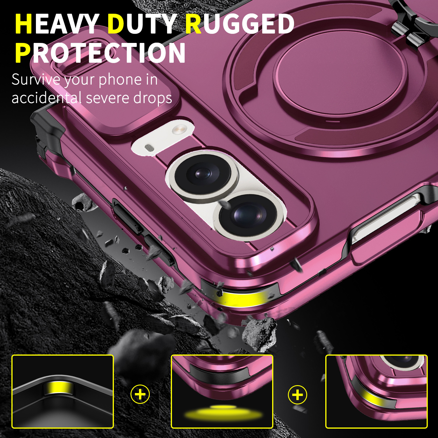 Funda Magnética Antigolpes para iPhone Duo, de PC, con Soporte Plegable image 4