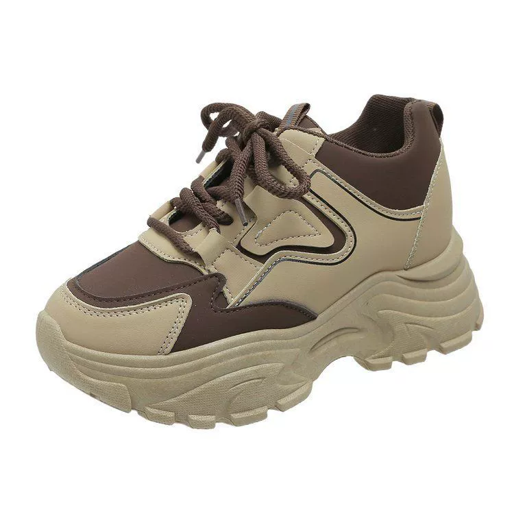 Women's Shoes 2025 New Spring and Autumn Thick-soled Platform Casual Sports Dad Shoes High Heel Increased Travel Popular Street Popular Style