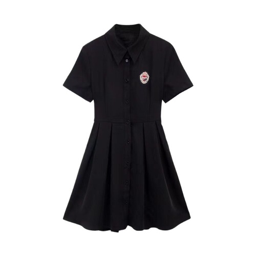 2025 summer new style preppy style French black suit dress, carefully designed to close the waist, a-line short skirt