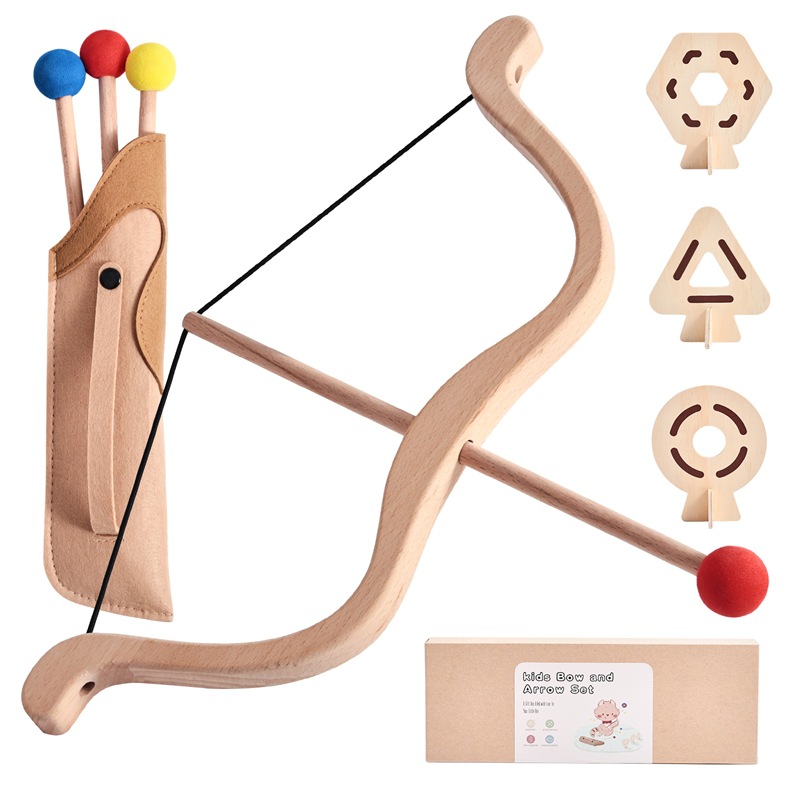 Juego de juguetes de madera con arco y flecha para niños y niñas Regalo de cumpleaños Tiro con arco Deportes Juguetes educativos de madera
