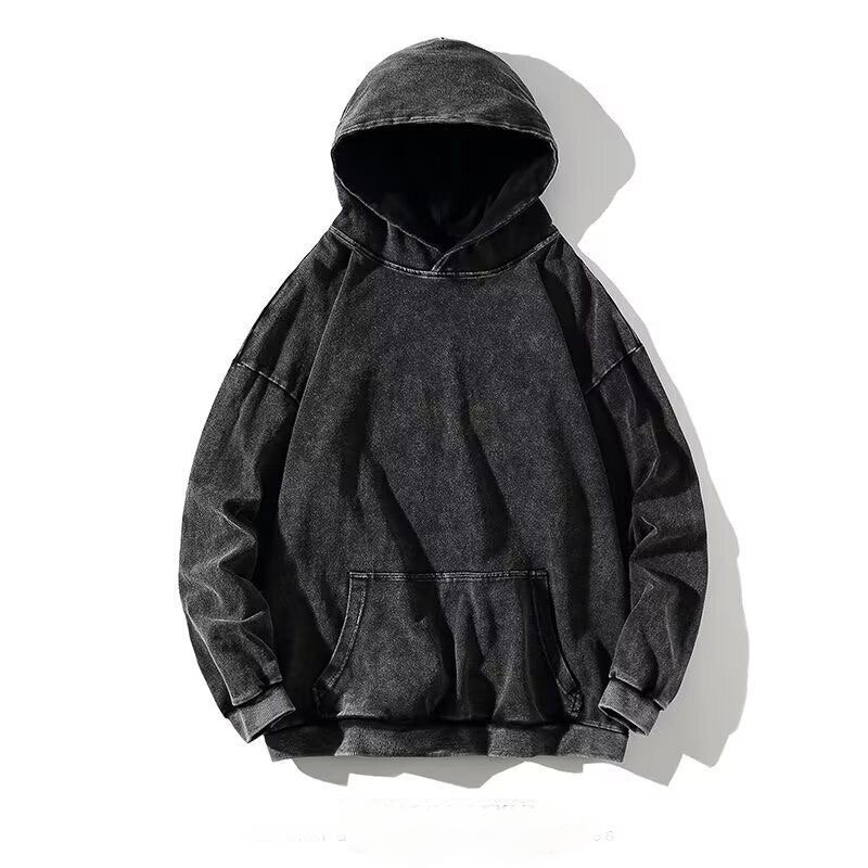 Factory Outlet American High Street Washed Old Turtleneck Hooded Sweater Men's and Women's Loose Retro Hoodie Coat Autumn