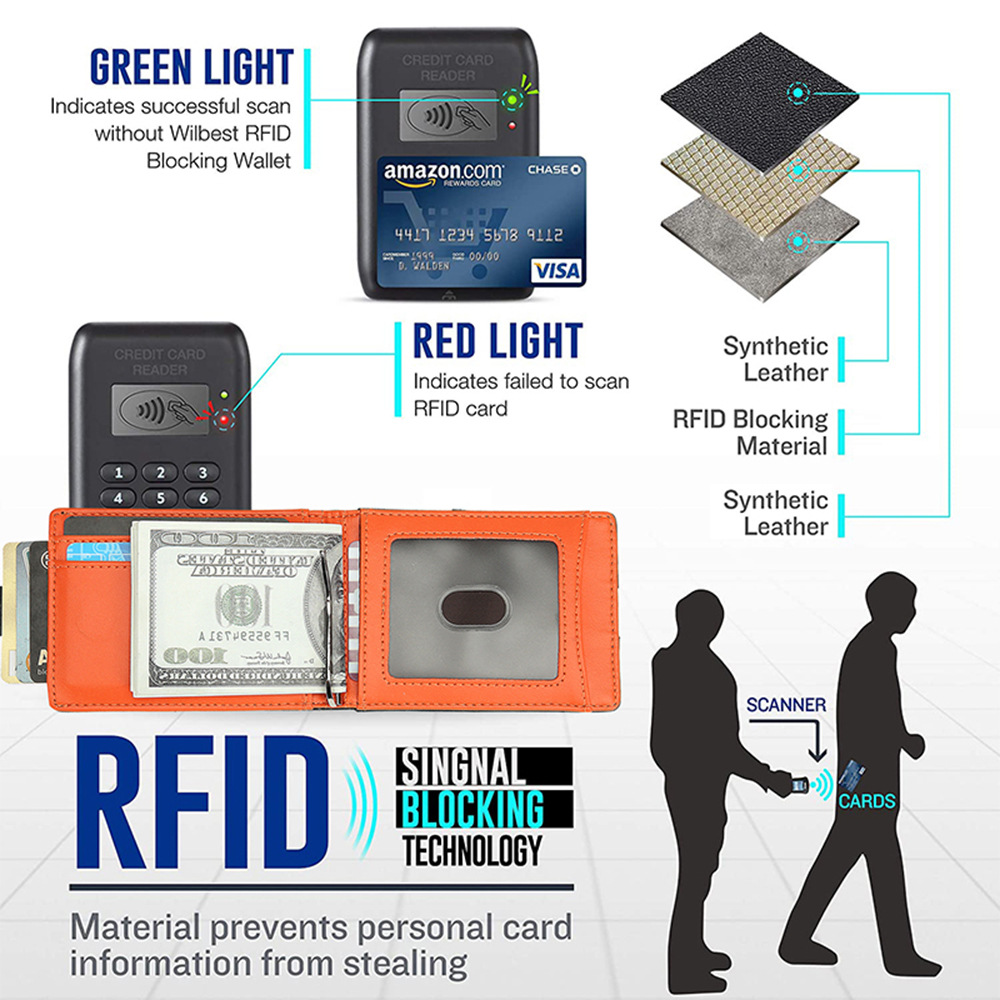 Amazon billetera de fibra de carbono billetera vertical de negocios billetera de tarjeta bancaria de los hombres europeos y americanos clip de oro americano