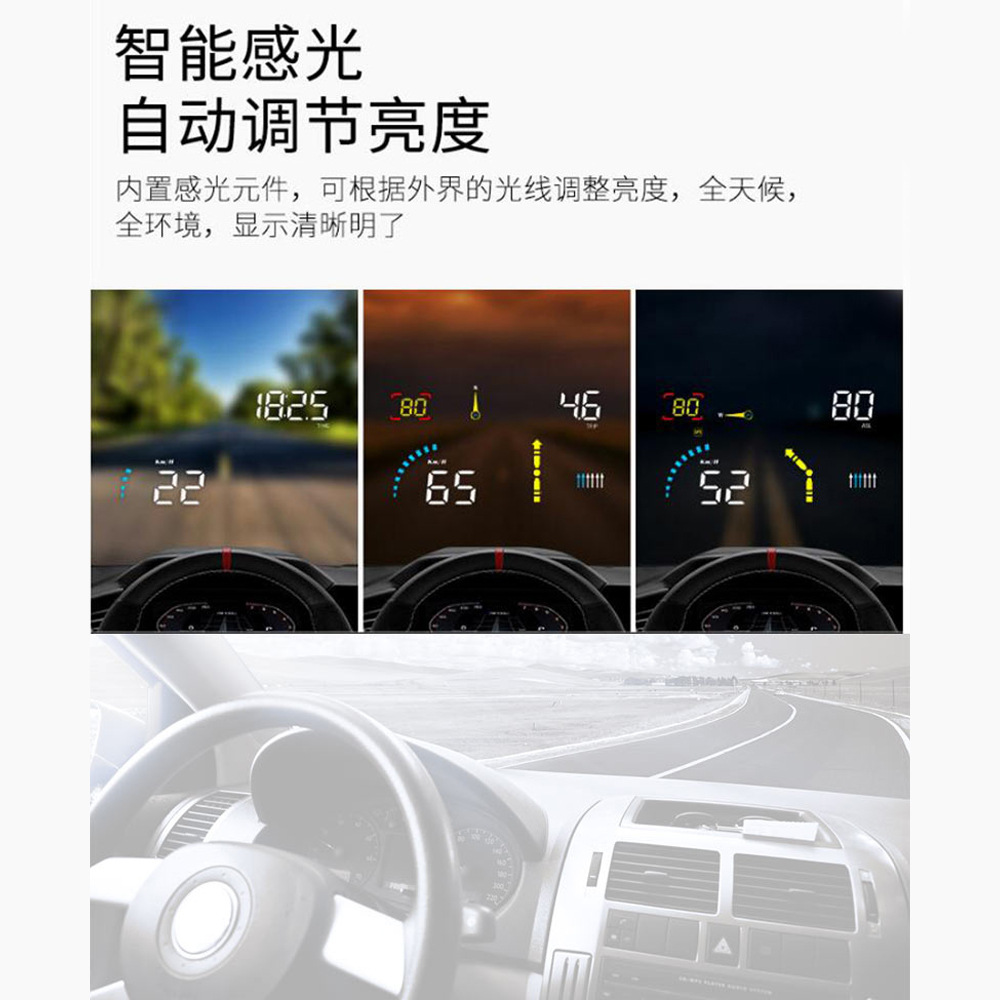 Hud Car Head-Up Display Ai Smart Electronic Dog + Navigation Dual System Obd+Gps Universal for All Cars Q10