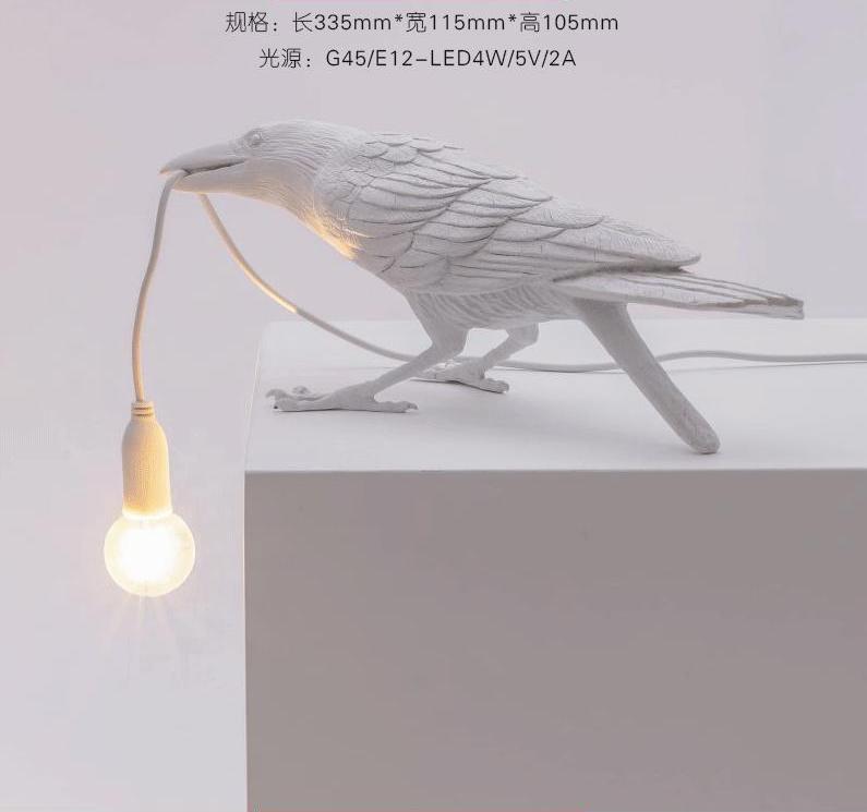 Lámpara de pared de resina de pájaros transfronterizos nórdico minimalista creativo dormitorio animal decoración decoración de lámpara de noche