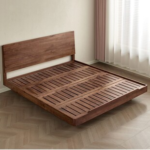 North American Black Walnut Bed Full Solid Wooden Bed Master Bedroom 1.8 m Double Bed Nordic Simple Modern 1.5 m Original Wooden Bed